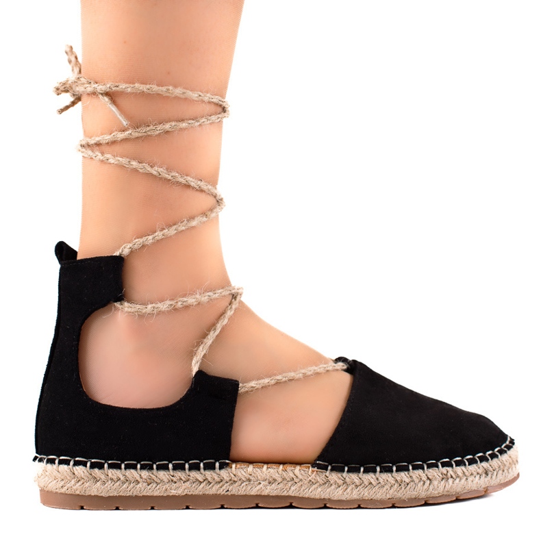 Lucky Shoes Espadrilles Noires Nouées le noir