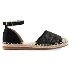 Anesia Paris Espadrilles Tressées Avec Boucle noir