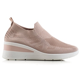TRENDI Baskets compensées à enfiler rose