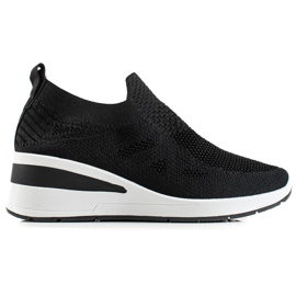 TRENDI Baskets compensées à enfiler le noir