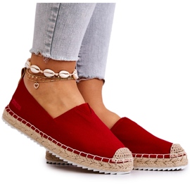 Espadrilles Rouges Sur Une Semelle Tressée Big Star HH274494 Espadrilles Rouges Sur Une Semelle Tressée Big Star HH274494