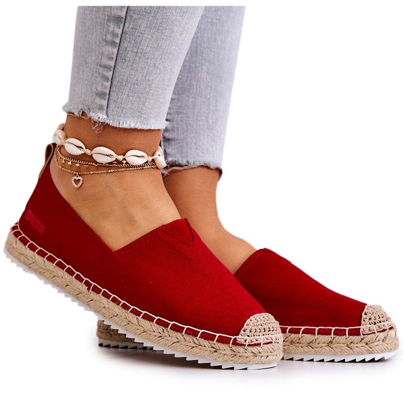 Espadrilles Rouges Sur Une Semelle Tressée Big Star HH274494