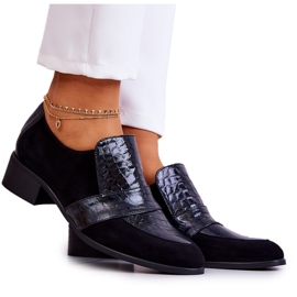 PA2 Chaussures serpent en daim noires Mariene le noir