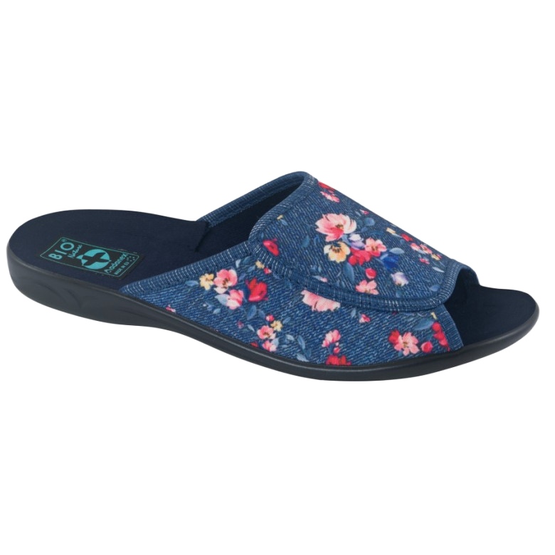 Chaussons femme Avec fleurs Adanex 27116 bleu