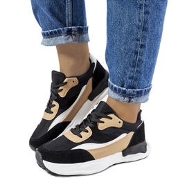 Baskets femme Pagnotto noires beige