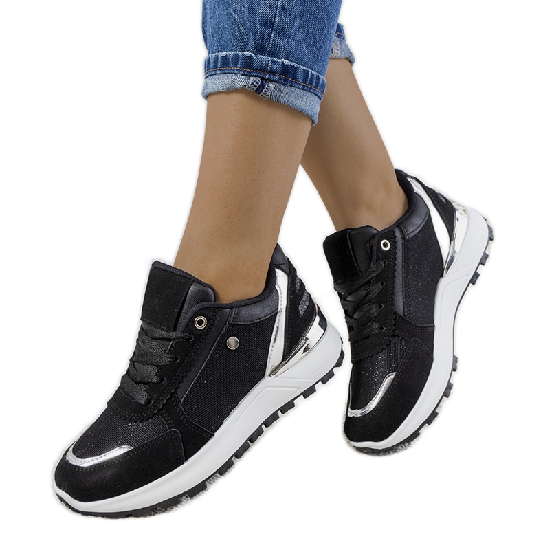 Baskets Onio femme noires brillantes le noir