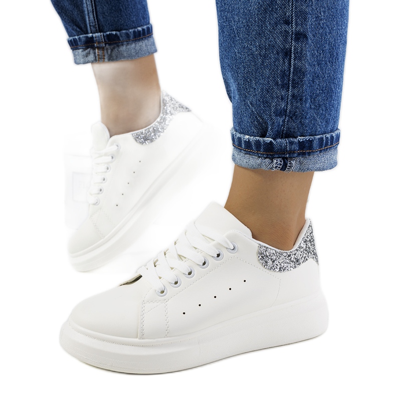 Baskets femme Gallo blanches argent Baskets femme Gallo blanches argent