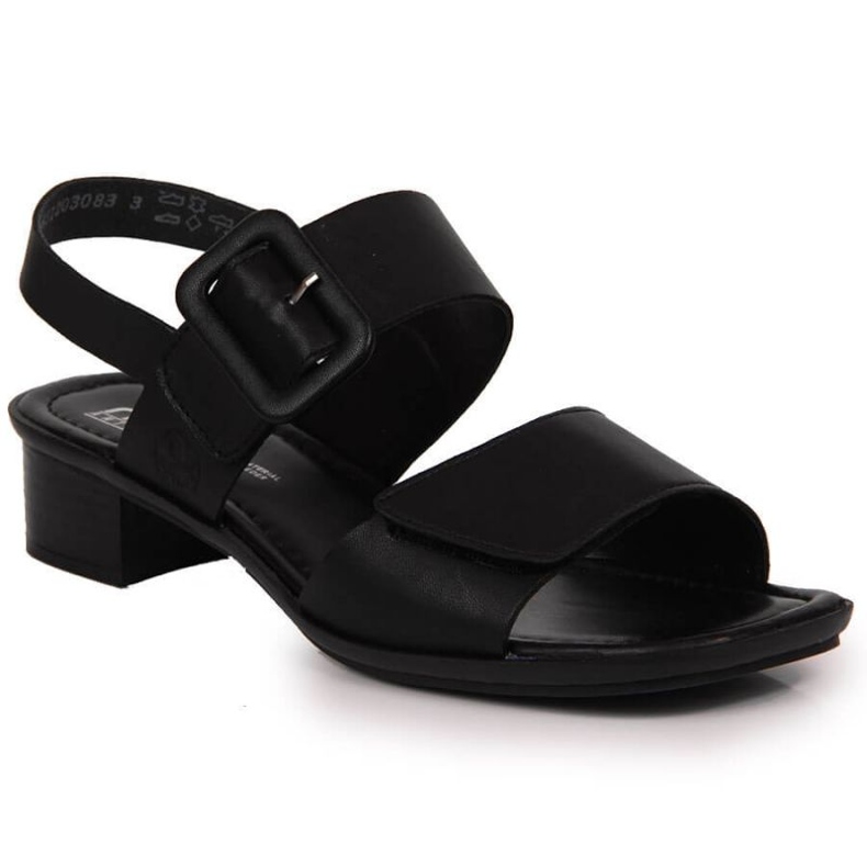 Sandales en cuir sur bloc Rieker W 62663-01 noir le noir