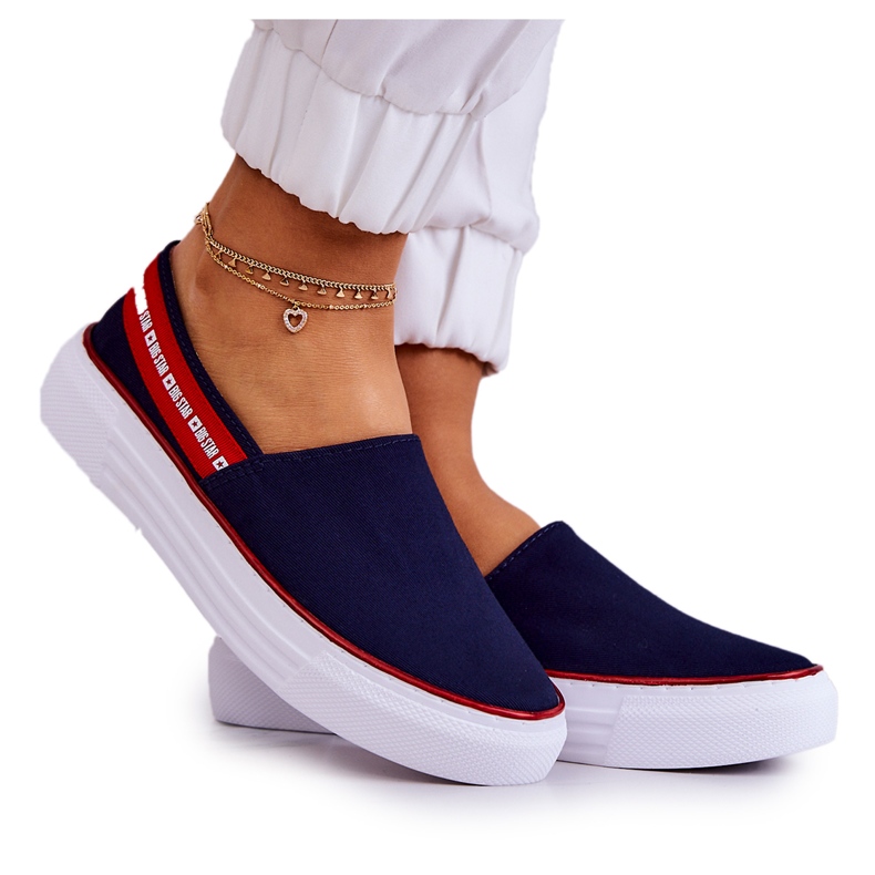Baskets Femme Slip On Big Star JJ276009 Bleu Marine-Rouge Baskets Femme Slip On Big Star JJ276009 Bleu Marine-Rouge