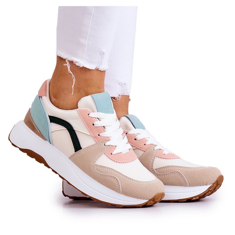 FG2 Chaussures de sport beiges et vertes Coryse Tie brun FG2 Chaussures de sport beiges et vertes Coryse Tie brun