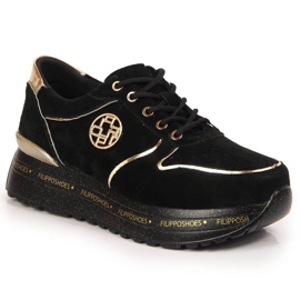 Baskets en cuir à plateforme Filippo W PAW330 noir