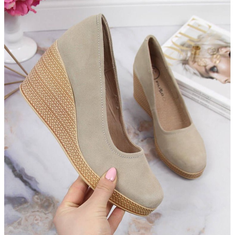 Escarpins compensés en cuir Filippo W PAW339D beige
