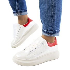 Baskets Neera femme blanches nacrées rouge