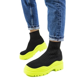 Baskets montantes noires et vertes Marks le noir