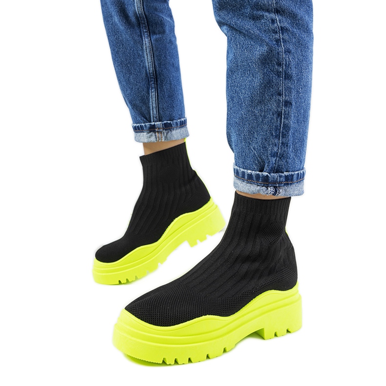 Baskets montantes noires et vertes Marks le noir