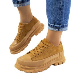 Baskets marron sur la plateforme Baldi brun multicolore jaune
