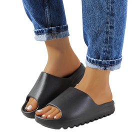 Babouches en caoutchouc noir Christinia le noir