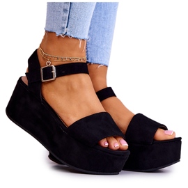 FW1 Sandales en daim sur la plate-forme noire de Stamford le noir
