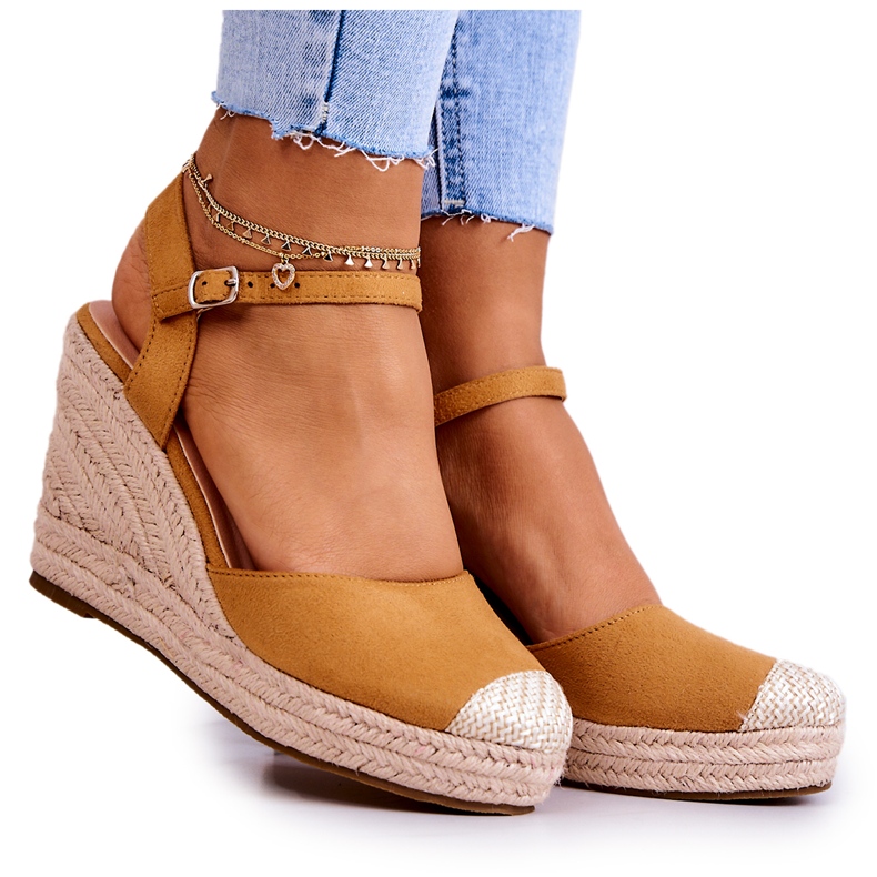 FW1 Espadrilles Sur Plateforme Tressées Femme Camel Canillo brun