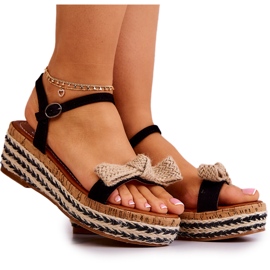 FW1 Sandales Espadrilles En Daim Avec Nœud Torrance Noir le noir