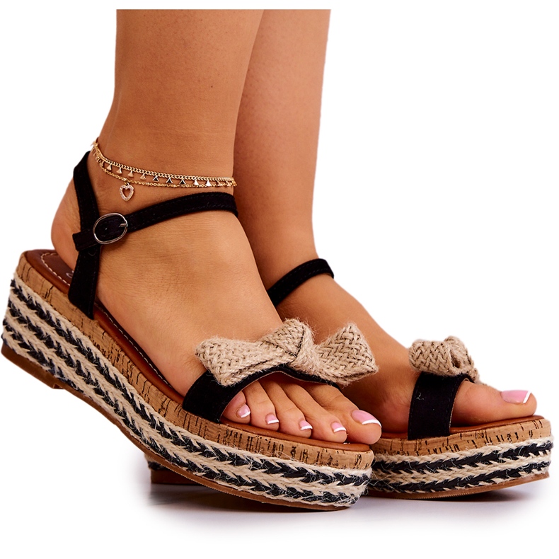 FW1 Sandales Espadrilles En Daim Avec Nœud Torrance Noir le noir