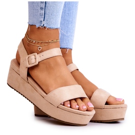 FW1 Sandales en daim sur la plateforme Sariah beige