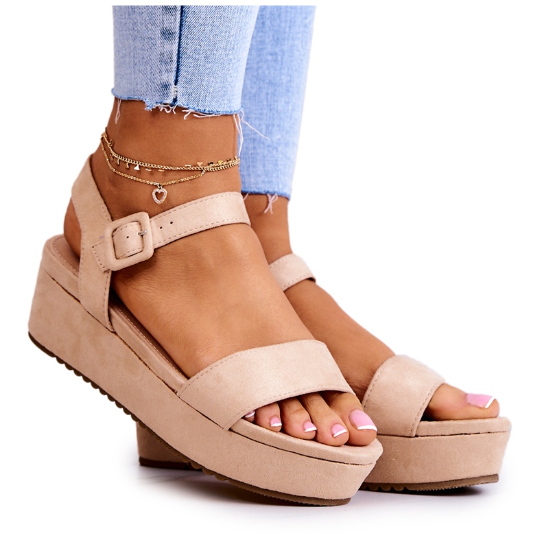 FW1 Sandales en daim sur la plateforme Sariah beige