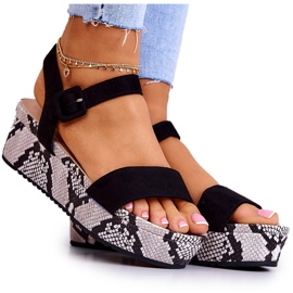 FW1 Sandales en daim sur la plateforme Sariah noire et blanche le noir
