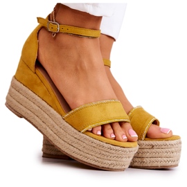 FW1 Sandales Compensées Femme Avec Zircon Jaune Linette