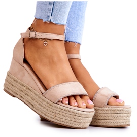 FW1 Sandales Compensées Femme Avec Zircon Beige Linette