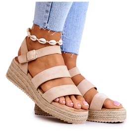 FS1 Sandales à boucle en daim pour femmes Beige Corestra