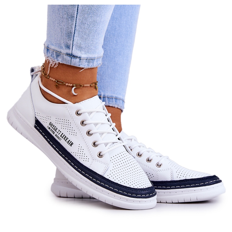Baskets en Cuir pour Femme Blanc et Bleu Marine Cloesa blanche Baskets en Cuir pour Femme Blanc et Bleu Marine Cloesa blanche