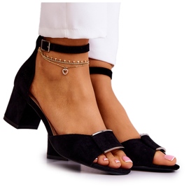 Sergio Leone Sandales en daim avec décoration floren noire