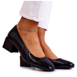 Sergio Leone Escarpins Cuir Serpent Noir Mesquite
