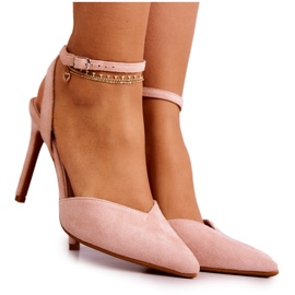 FB2 Escarpins Daim Boucles Rose clair Kharen