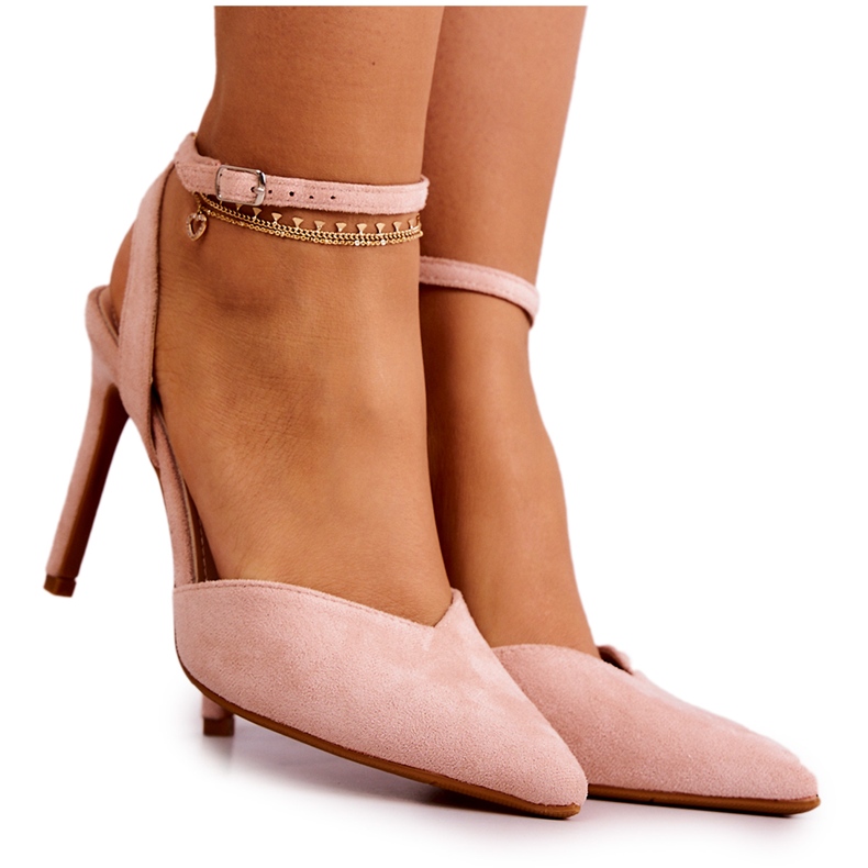 FB2 Escarpins Daim Boucles Rose clair Kharen