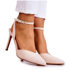 FB2 Talons Boucles Daim Beige Clair Kharen