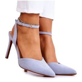 FB2 Escarpins En Daim Sur Boucle Bleu Kharen