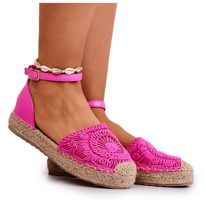 FE1 Espadrilles Femme Sur Plateforme Tressée Fuchsia Calise rose FE1 Espadrilles Femme Sur Plateforme Tressée Fuchsia Calise rose