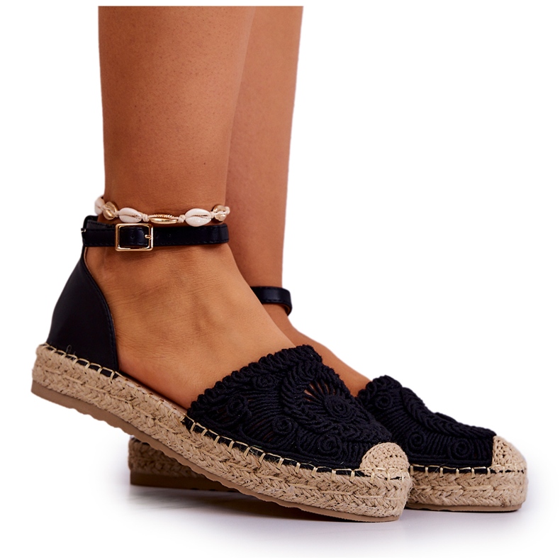 FE1 Espadrilles Femme Sur Plateforme Tressée Noir Calise le noir FE1 Espadrilles Femme Sur Plateforme Tressée Noir Calise le noir