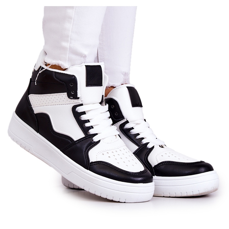 FG2 Chaussures de sport hautes pour femmes blanches et noires Megithoe le noir