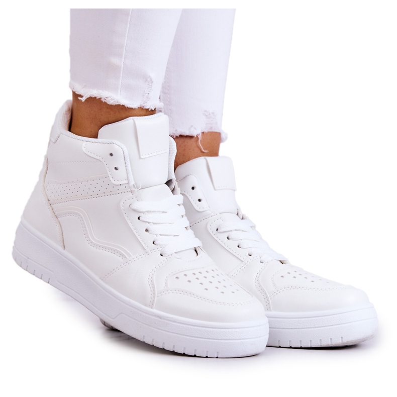 FG2 Chaussures de sport hautes pour femmes blanches Megithoe