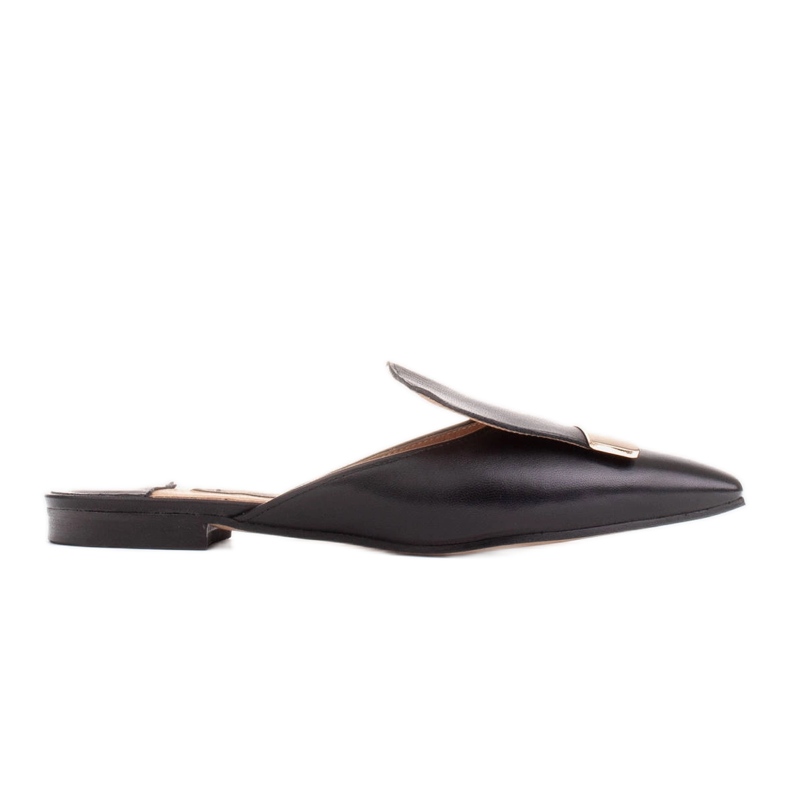 Marco Shoes Babouches en cuir naturel le noir Marco Shoes Babouches en cuir naturel le noir