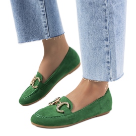 Mocassins verts à boucle Castor