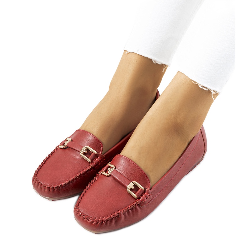 Mocassins Flavon bordeaux pour femme rouge