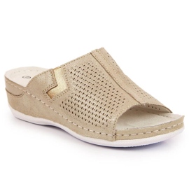 Chaussons compensés en cuir S. Barski W OLI163B doré