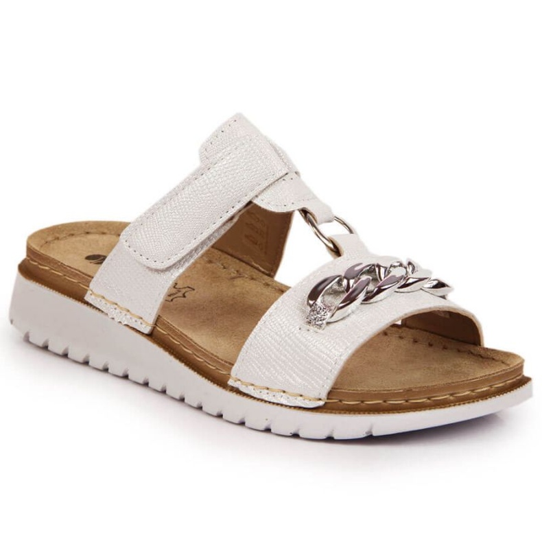 Tongs velcro avec chaîne brillante Inblu W ARC11 blanc blanche