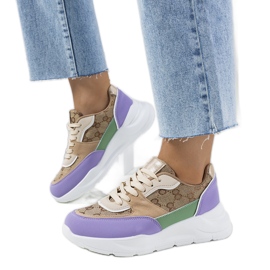Baskets femme Elyne beiges et violettes