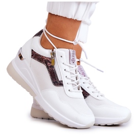 Baskets Femme On Wedge Cross Jeans JJ2R4028C Blanc