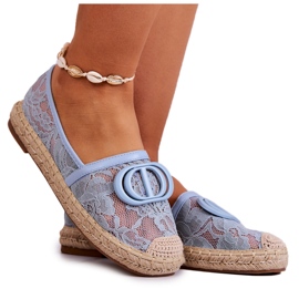 Espadrilles Femme En Dentelle Avec Décoration Rêve D'été Bleu Espadrilles Femme En Dentelle Avec Décoration Rêve D'été Bleu